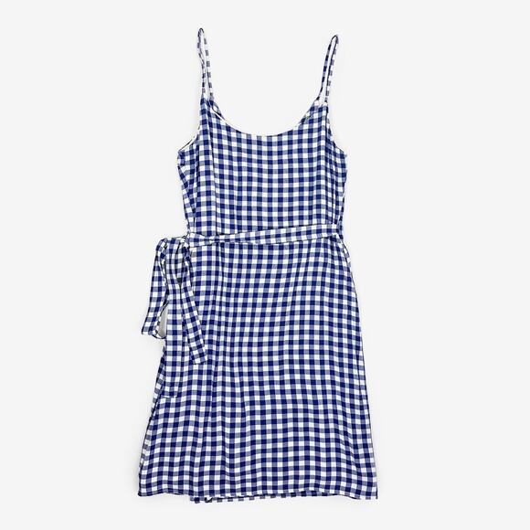 L’Academie The Martin Dress Small Blue Gingham Wrap Mini Girlcore Picnic Summer - Picture 2 of 10